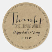 Bedankt om met ons te vieren! Weddenschap Bedankt Ronde Sticker (Voorkant)