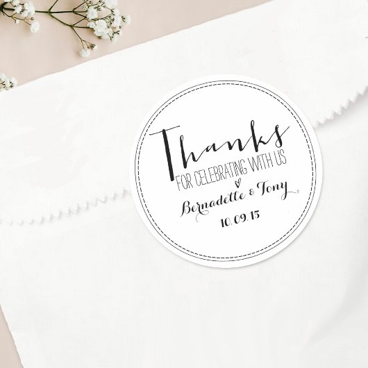 Bedankt om met ons te vieren! Weddenschap Bedankt Ronde Sticker