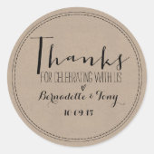 Bedankt om met ons te vieren! Weddenschap Bedankt Ronde Sticker (Voorkant)
