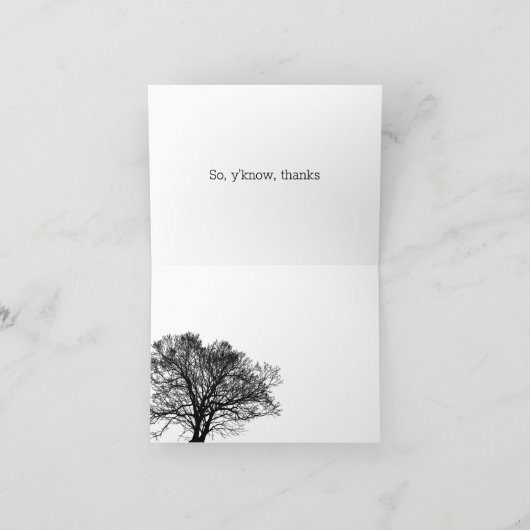 Bedankt om mij niet te vermoorden feestdagen kaart (Binnen)