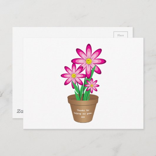 Bedankt om mij te helpen groeien - Happy Flower Briefkaart (Voorkant / Achterkant)