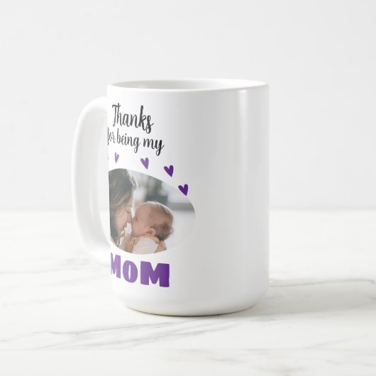 Bedankt om mijn moeder te zijn - Custom 2 Photo Co Koffiemok (Voorkant links)
