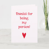 Bedankt om mijn persoon te zijn! | Roodhartvriends Kaart (Voorkant)