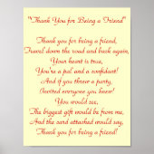 Bedankt om mijn vriend te zijn - Afdrukken Poster (Voorkant)