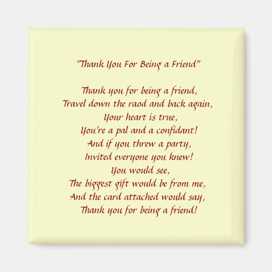 Bedankt om mijn vriend te zijn - Magnet (Voorkant)