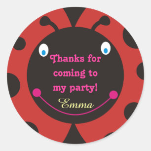 Bedankt om naar mijn feestje te komen! Ladybug Sti Ronde Sticker