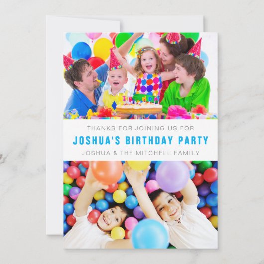 Bedankt om naar ons Geweldige verjaardagsfeest te  Kaart (Achterkant)