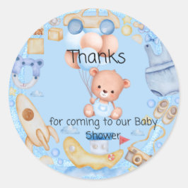 Bedankt om naar onze Shower Blue te komen Ronde Sticker