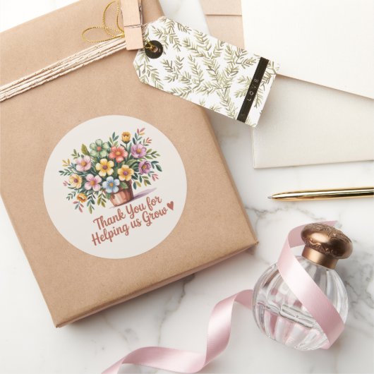 "Bedankt om ons te helpen groeien" Ronde Sticker (Geschenken)