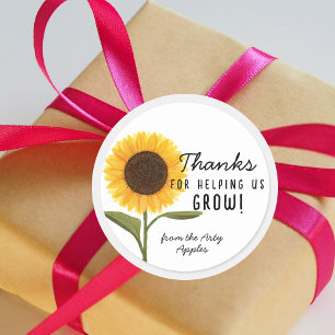 Bedankt om ons te helpen groeien! Zonnebloem leraa Ronde Sticker