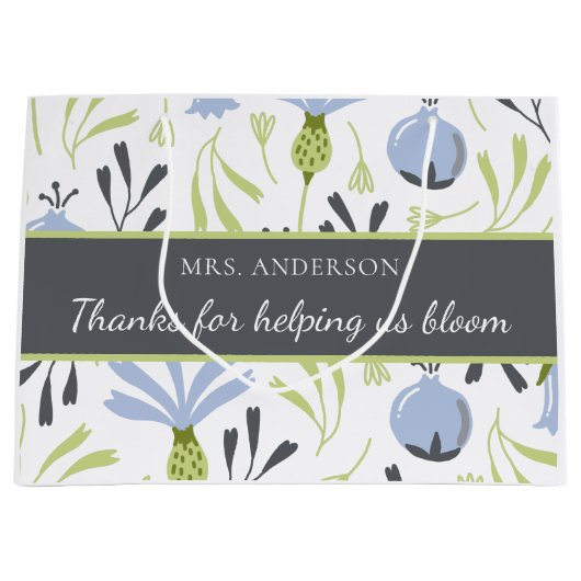 Bedankt om ons te helpen met een bloem-handtas voo groot cadeauzakje (Voorkant)