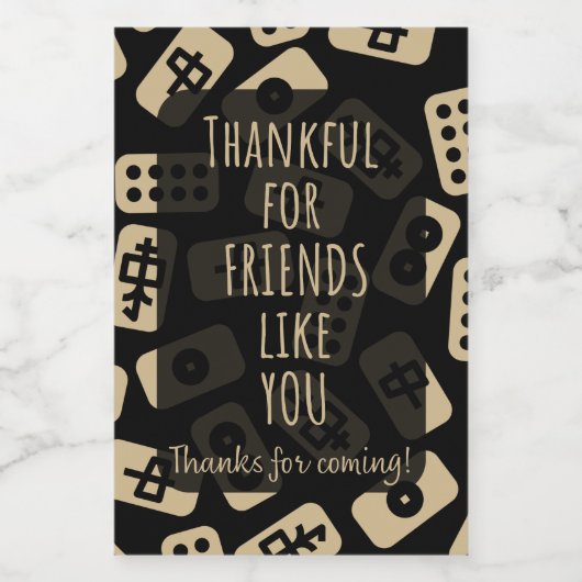 Bedankt om te komen | Mahjong gunst Wijn Etiket (Enkel label)