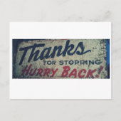 Bedankt om te stoppen Haast terug! Briefkaart (Voorkant)