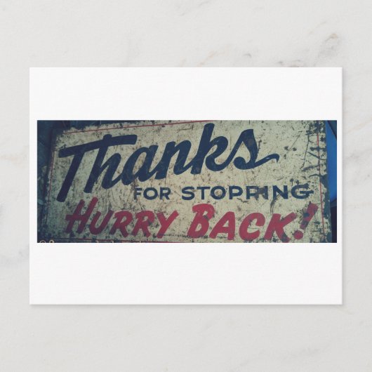 Bedankt om te stoppen Haast terug! Briefkaart (Voorkant)