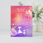 bedankt om zo'n geweldige moeder te zijn kaart (Staand voorkant)