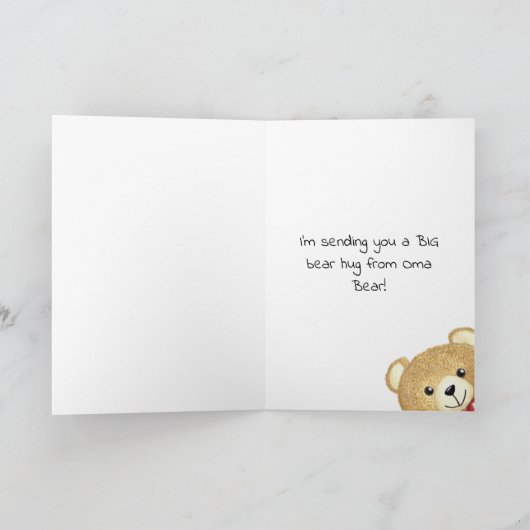 "Bedankt" Oma Beer Hug Kaart (Binnen)