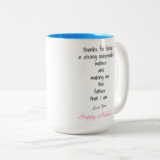 Bedankt Onafhankelijke Moederdag Mam's Bericht Tweekleurige Koffiemok (Voorkant rechts)