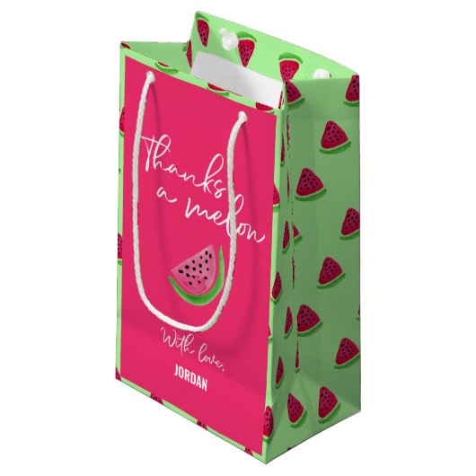 Bedankt op de eerste verjaardag van Melon Watermel Klein Cadeauzakje (Voorkant Gekanteld)