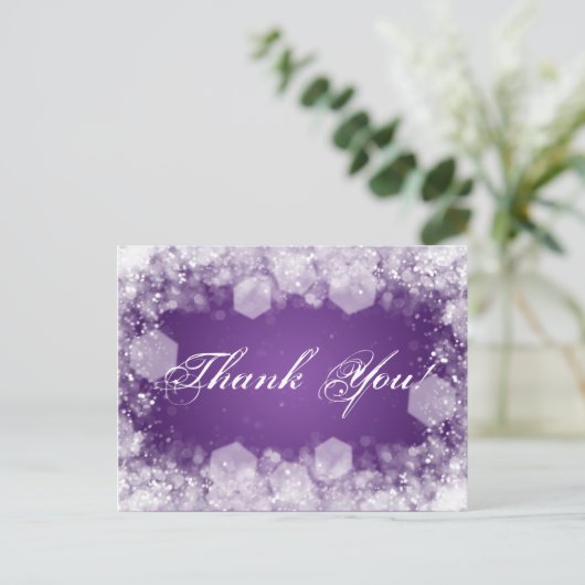 Bedankt Opmerking Baby shower Night Sparkle Paarse Briefkaart (Staand voorkant)