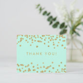 Bedankt Opmerking Gold Faux Glitter Confetti Mint Briefkaart (Staand voorkant)
