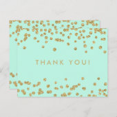Bedankt Opmerking Gold Faux Glitter Confetti Mint Briefkaart (Voorkant / Achterkant)
