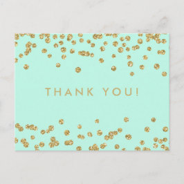 Bedankt Opmerking Gold Faux Glitter Confetti Mint Briefkaart