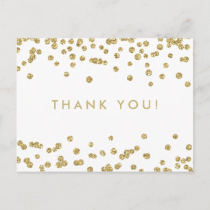 Bedankt Opmerking Gold Faux Glitter Confetti Wit Briefkaart