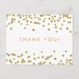 Bedankt Opmerking Gold Faux Glitter Confetti Wit Briefkaart