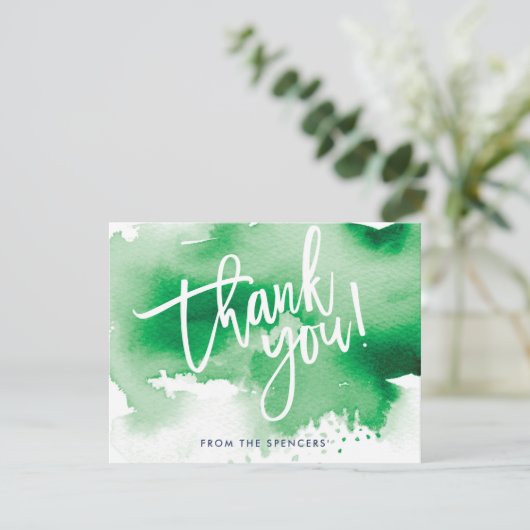 BEDANKT OPMERKING handlettered kelly groene waterv Kaart (Staand voorkant)