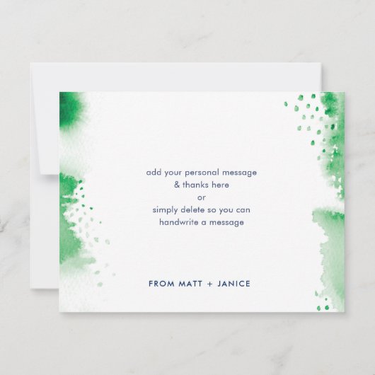 BEDANKT OPMERKING handlettered kelly groene waterv Kaart (Achterkant)