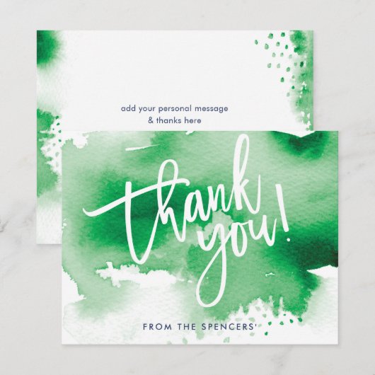 BEDANKT OPMERKING handlettered kelly groene waterv Kaart (Voorkant / Achterkant)