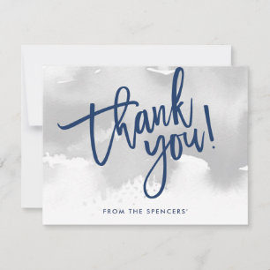 BEDANKT OPMERKING handlettered zilvergrijs waterve Kaart