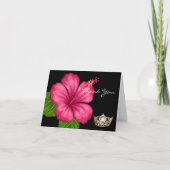 Bedankt Opmerking Kaart-Crown & Roze Hibiscus Bloe (Voorkant)