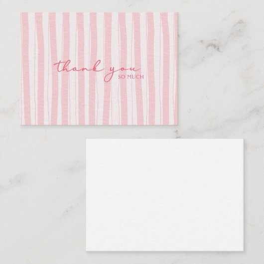 Bedankt Opmerking Kaart roze gestreept Notitiekaartje (Voorkant / Achterkant)