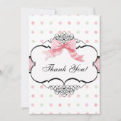 Bedankt Opmerking Kaarten - Franse Bow Dot Swirl v Notitiekaartje (Voorkant)