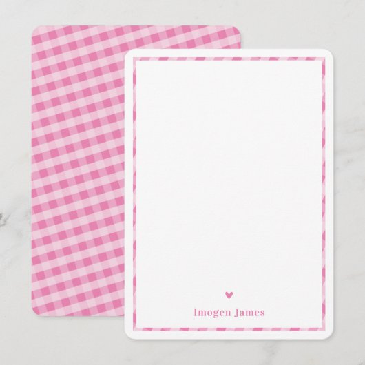 BEDANKT OPMERKING Leuke  check hart roze wit (Voorkant / Achterkant)