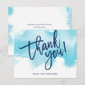 BEDANKT OPMERKING met de hand geletterd aqua blue  Kaart (Voorkant / Achterkant)