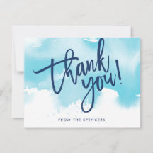 BEDANKT OPMERKING met de hand geletterd aqua blue 