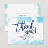 BEDANKT OPMERKING met de hand geletterd aqua blue  Kaart (Voorkant / Achterkant)