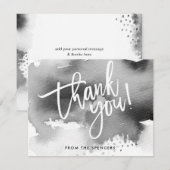 BEDANKT OPMERKING met de hand geletterd zwart grij Kaart (Voorkant / Achterkant)