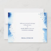 BEDANKT OPMERKING met de hand geletterde marinebla Kaart (Achterkant)