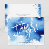 BEDANKT OPMERKING met de hand geschreven donkerbla Kaart (Voorkant / Achterkant)