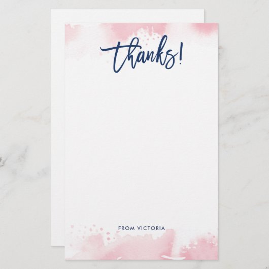 BEDANKT OPMERKING moderne hand geletterde roze wat Briefpapier (Voorkant / Achterkant)