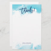 BEDANKT OPMERKING moderne handgetekende blauw wate Briefpapier (Voorkant / Achterkant)