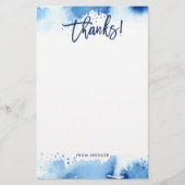 BEDANKT OPMERKING moderne handgetekende blauw wate Briefpapier (Voorkant)