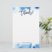 BEDANKT OPMERKING moderne handgetekende blauw wate Briefpapier (Staand voorkant)
