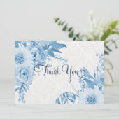 Bedankt Opmerking Navy Blue n White Floral Waterve (Staand voorkant)