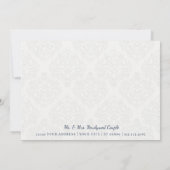 Bedankt Opmerking Navy Blue n White Floral Waterve (Achterkant)