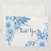 Bedankt Opmerking Navy Blue n White Floral Waterve (Voorkant / Achterkant)