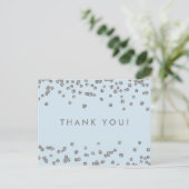 Bedankt Opmerking Silver Glitter Confetti Ice Blue Briefkaart (Staand voorkant)
